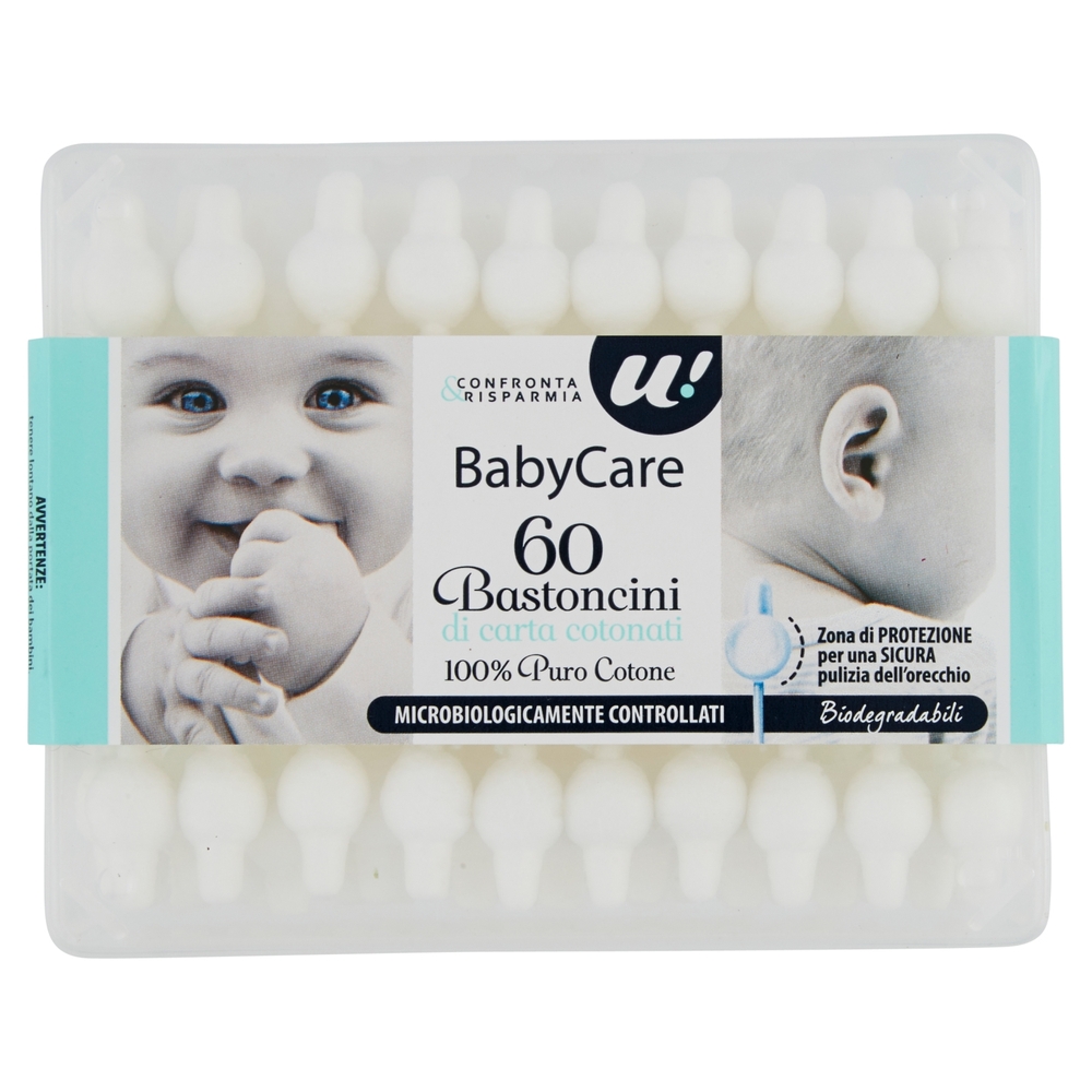 60 BASTONCINI DI CARTA COTONATI BABY CARE 100% PURO COTONE U! Confronta & Risparmia